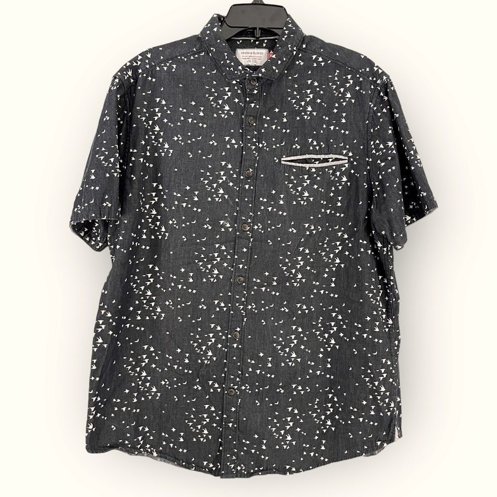 Denim & Flower Mens Slim‎ Short Sleeve Size XL